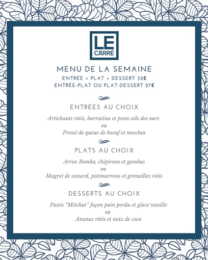 Menu du déjeuner de la semaine
