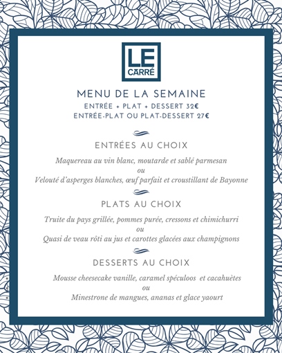 Menu déjeuner de la semaine