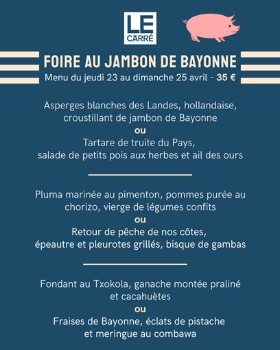 Menu Foire au jambon de Bayonne 2026