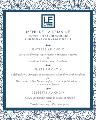 Menu déjeuner de la semaine