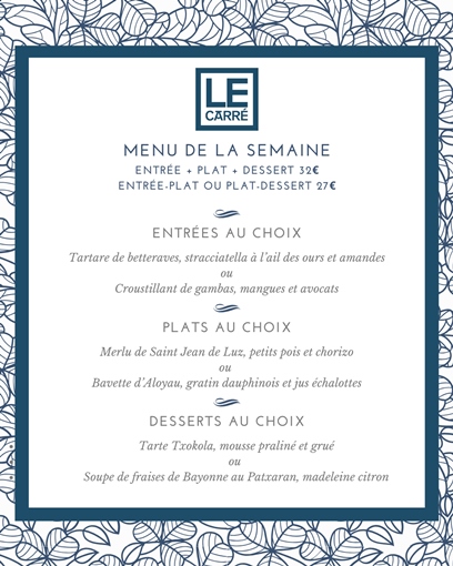 Menu déjeuner de la semaine