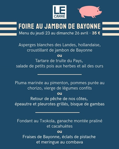 Menu de la Foire au jambon de Bayonne 2026