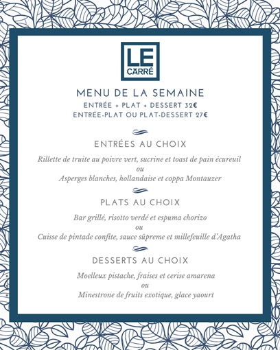 Menu déjeuner de la semaine