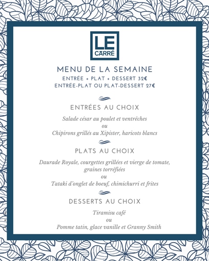 Menu déjeuner de la semaine