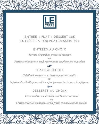 Menu déjeuner de la semaine