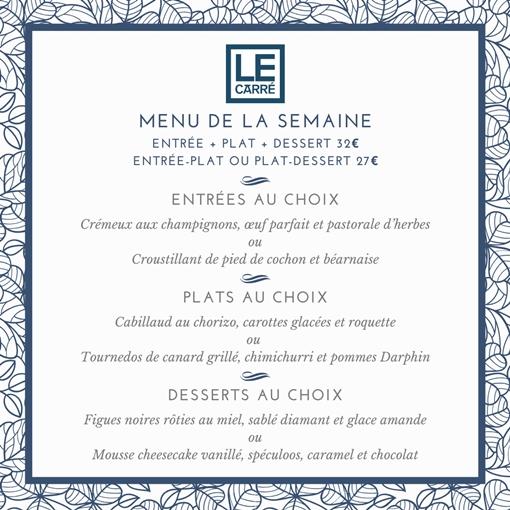 Menu déjeuner de la semaine