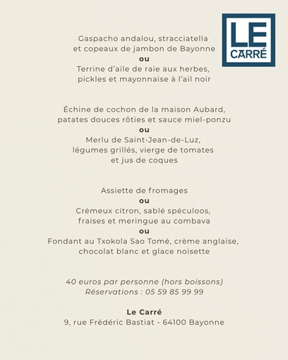 Menu des Fêtes de Bayonne 2026