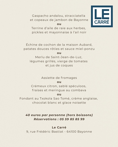 Menu des Fêtes de Bayonne 2026