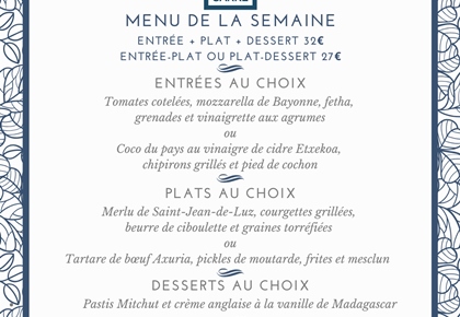 Menu de la semaine (21 au 25 juillet)