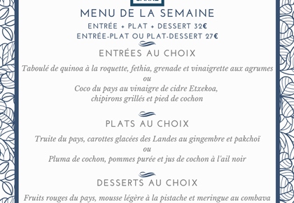 Menu de la semaine (5 au 8 août)