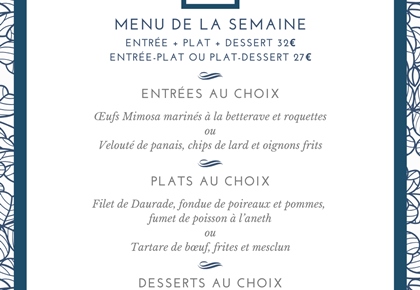 Menu de la semaine - Du 27 au 31 octobre 2025