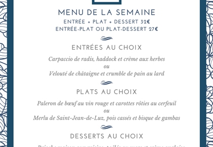 Menu déjeuner de la semaine