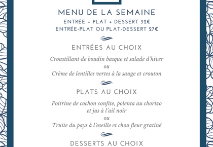 Menu déjeuner de la semaine