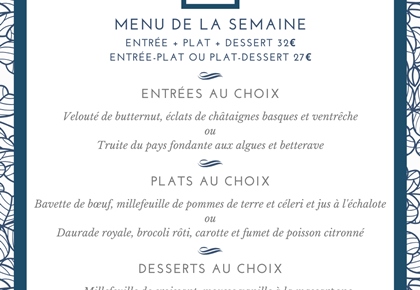 Menu déjeuner de la semaine