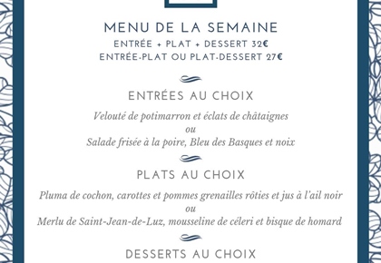 Menu déjeuner de la semaine