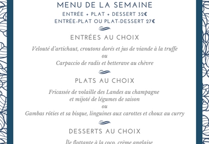 Menu déjeuner de la semaine