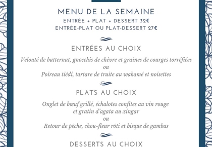 Menu déjeuner de la semaine