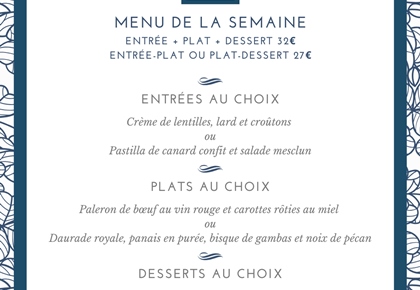 Menu déjeuner de la semaine