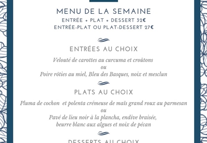Menu déjeuner de la semaine
