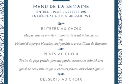 Menu déjeuner de la semaine