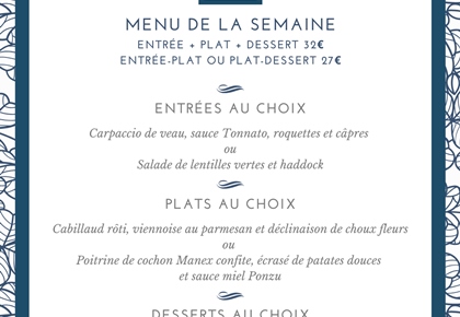 Menu déjeuner de la semaine