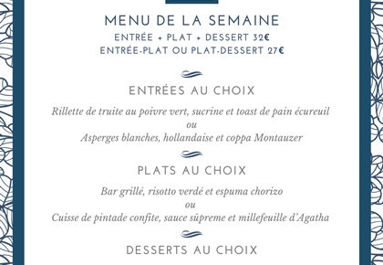Menu déjeuner de la semaine