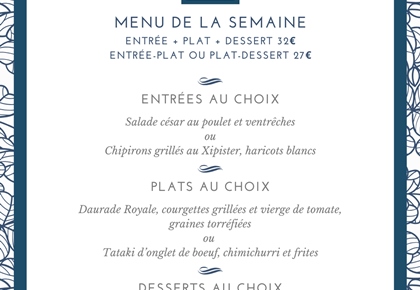 Menu déjeuner de la semaine