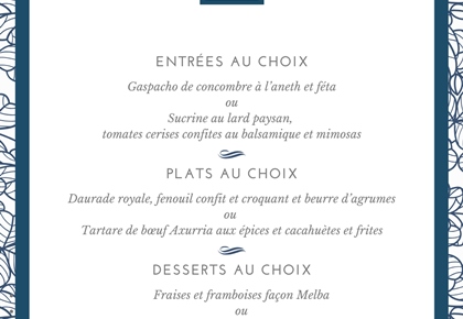 Menu déjeuner de la semaine