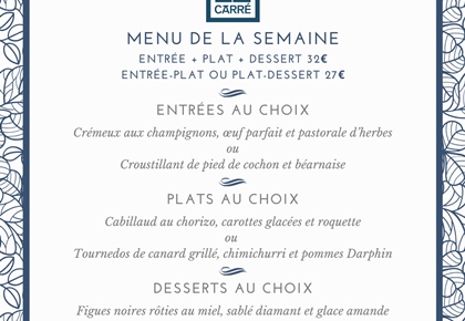 Menu déjeuner de la semaine