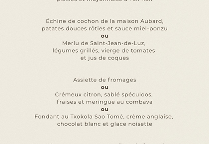 Menu des Fêtes de Bayonne 2026